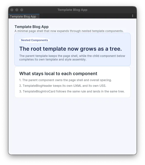 Template Blog App 中嵌套组件补上各自样式后的截图